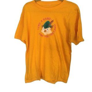 Woodsy Owl T-Shirt L Yellow Orange Lend A Hand Care For The Land Retro Classic